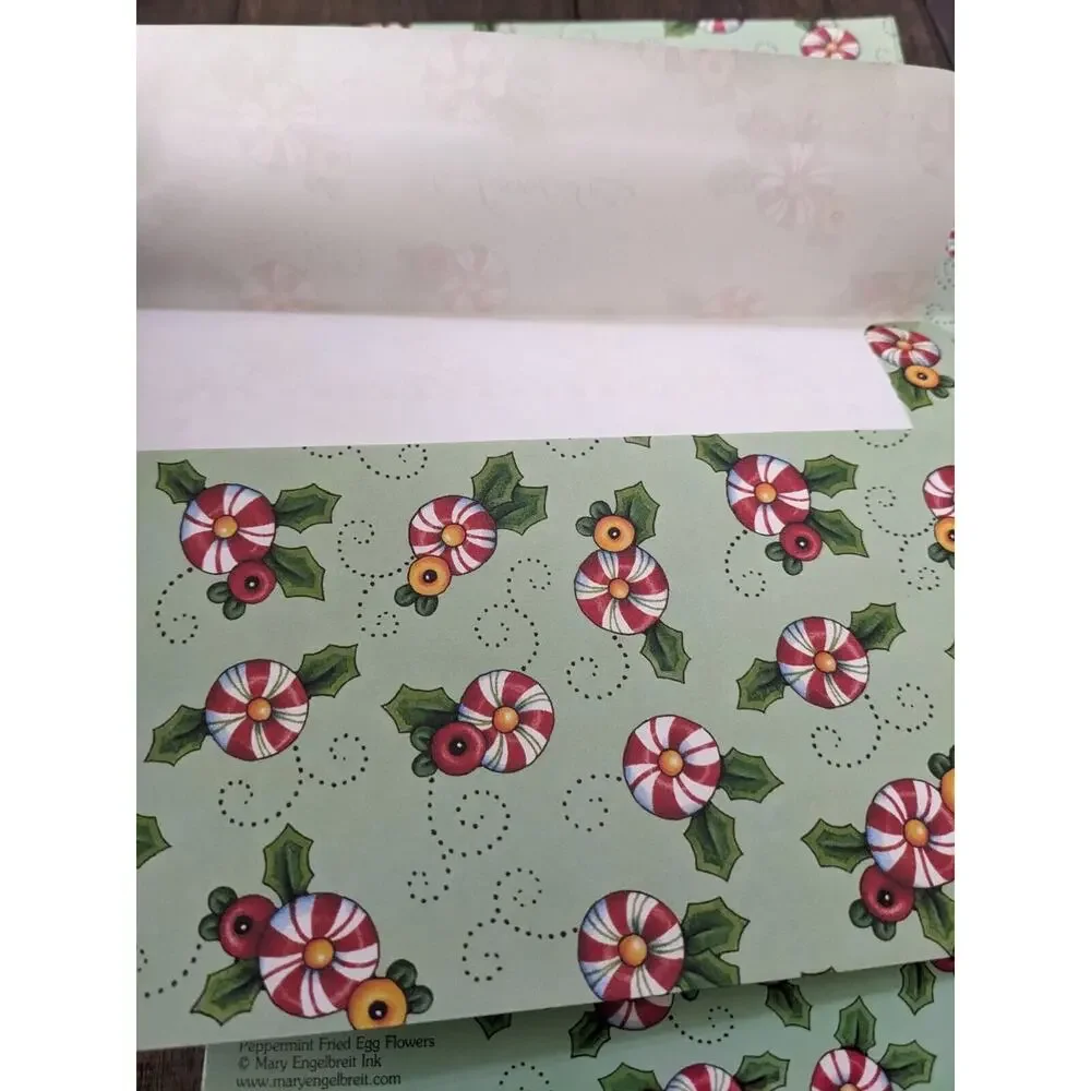 Vtg Mary Engelbreit 17 Photo Christmas Cards Envelopes Peppermint Candy Made USA